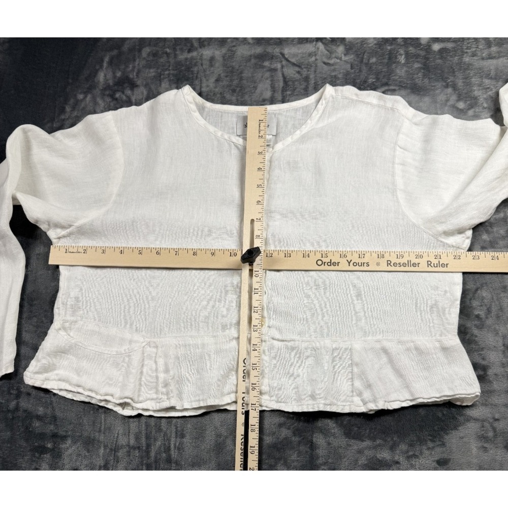 FLAX Jeanne Engelhart White Linen Cracker Jacket - Picture 3 of 8
